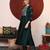 Women Green Yoke Design Mirror Work Kurta with Trousers & Dupatta
