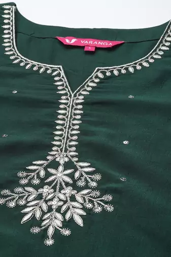 Women Green Ethnic Motifs Embroidered Kurta with Trousers & With Dupatta