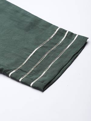 Women Green Ethnic Motifs Embroidered Kurta with Trousers & With Dupatta 9