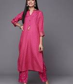 Women Pink Bandhani Printed Sequinned Kurta with Trousers