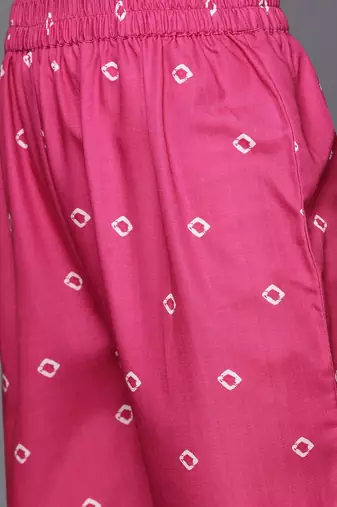 Women Pink Bandhani Printed Sequinned Kurta with Trousers