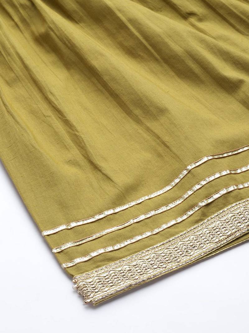 Women Yellow Striped Mukaish Kurta with Sharara & With Dupatta