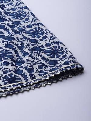 Women Blue Floral Printed Gotta Patti Pure Cotton Kurta with Sharara 7