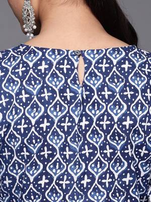 Women Blue Floral Printed Gotta Patti Pure Cotton Kurta with Sharara 8