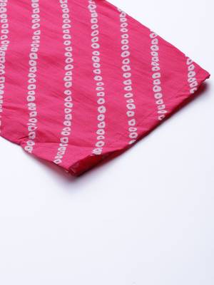 Women Pink Bandhani Printed Gotta Patti Pure Cotton Kurta with Trousers & With Dupatta 8