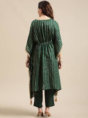 Green & Gold-Coloured Gotta Patti Kaftan Kurta With Trouser 6