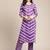 Women Violet Printed Panelled Kurta with Trousers