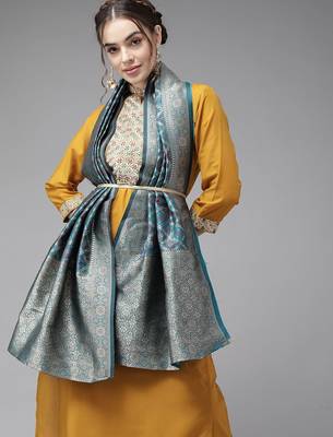 Creamy Mustard Yoke Design Kurta Set 1