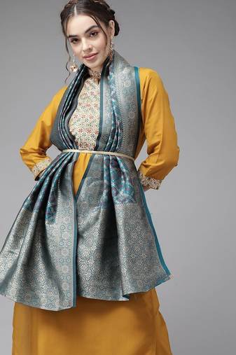 Creamy Mustard Yoke Design Kurta Set