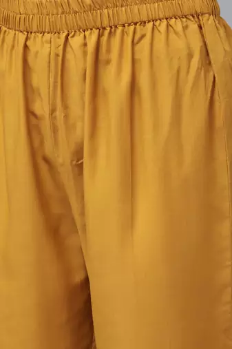 Creamy Mustard Yoke Design Kurta Set