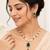 Pearl & emerald green stone necklace & earrings jewellery set gold-tone finish, teardrop pendant, freshwater pearls.