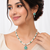 Pearl & green stone necklace & earrings jewellery set teardrop pendant,cz accents,silver-tone finish, includes earrings.