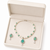 Pearl & green stone necklace & earrings jewellery set teardrop pendant,cz accents,silver-tone finish, includes earrings.