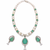 Pearl & green stone necklace & earrings jewellery set teardrop pendant,cz accents,silver-tone finish, includes earrings.