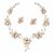 Pearl & cz floral necklace & earrings set, silver tone pink pearl clusters, silver-tone finish, cubic zirconia accents.