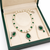 Pearl & emerald green cz necklace & earrings jewellery set teardrop pendant, freshwater pearls, ethnic wear.