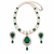 Pearl & emerald green cz necklace & earrings jewellery set teardrop pendant, freshwater pearls, ethnic wear.