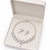 Pearl & cz floral necklace & earrings set cubic zirconia accents, teardrop pendant, bridal wear, silver-tone finish.