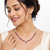 Pearl & ruby necklace set & drop earrings, ruby gemstone accents, teardrop pearl pendant, floral diamond studs.