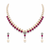 Pearl & ruby necklace set & drop earrings, ruby gemstone accents, teardrop pearl pendant, floral diamond studs.