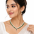 Pearl & emerald green cz necklace & earrings jewellery set drop pendant necklace, cz floral accent, bridal wear.