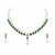 Pearl & emerald green cz necklace & earrings jewellery set drop pendant necklace, cz floral accent, bridal wear.