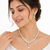 Pearl & cz crystal necklace & earrings jewellery set teardrop pearl pendant, cz stone accents, drop earrings included.