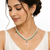 Pearl & emerald green stone necklace and earrings jewellery set drop pearl pendant, matching earrings, bridal wear.