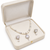 Pearl & crystal teardrop bridal jewellery set, cz stone pendant, drop earrings included, silver-tone finish, freshwater.