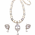 Pearl & crystal teardrop bridal jewellery set, cz stone pendant, drop earrings included, silver-tone finish, freshwater.