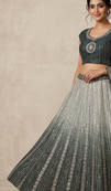 Grey embroidered lehenga choli dupatta