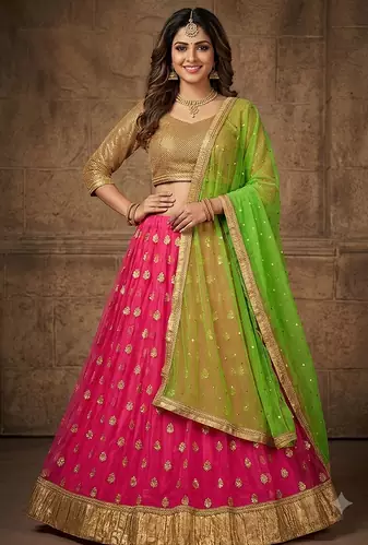 Rani pink embroidered lehenga choili 
