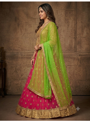 Rani pink embroidered lehenga choili  2