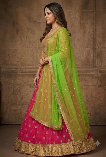 Rani pink embroidered lehenga choili 