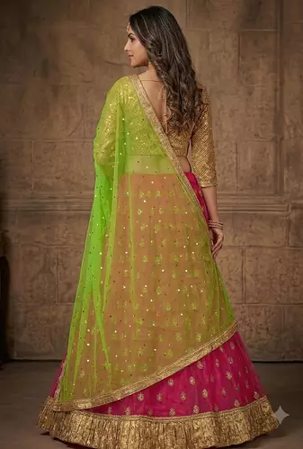 Rani pink embroidered lehenga choili 