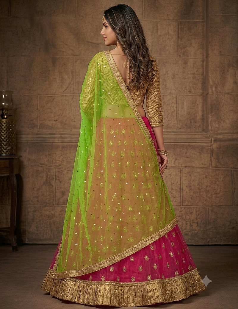 Rani pink embroidered lehenga choili 
