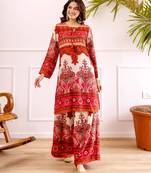 Women's pink rayon printed kurti set with palazzo