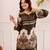 Women's dark brown rayon printed kurti set with palazzo