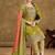 Olive green faux chinon embroidered readymade salwar kameez
