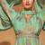 Turquoise faux chinon embroidered readymade gown with dupatta