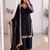 Women black embroidered straight kurti with pant & dupatta set