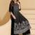 Black faux georgette embroidered readymade salwar kameez