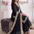Women black embroidered straight kurti with pant & dupatta set