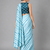 Blue printed satin saree with blouse