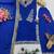 Women blue embroidered straight kurti with pant & dupatta set
