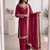 Women red embroidered straight kurti with pant & dupatta set