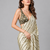 Green printed satin saree with blouse