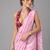 Pink printed satin saree with blouse