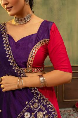 Rani Pink Color Embroidery work and Mirror work Cotton Navratri Lehnga Choli 2