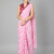 Pink printed satin saree with blouse